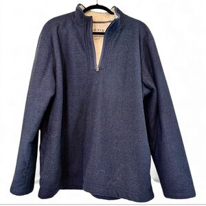 Orvis Navy Quarter-Zip Sherpa Lined Fleece Pullover Shacket Size XL